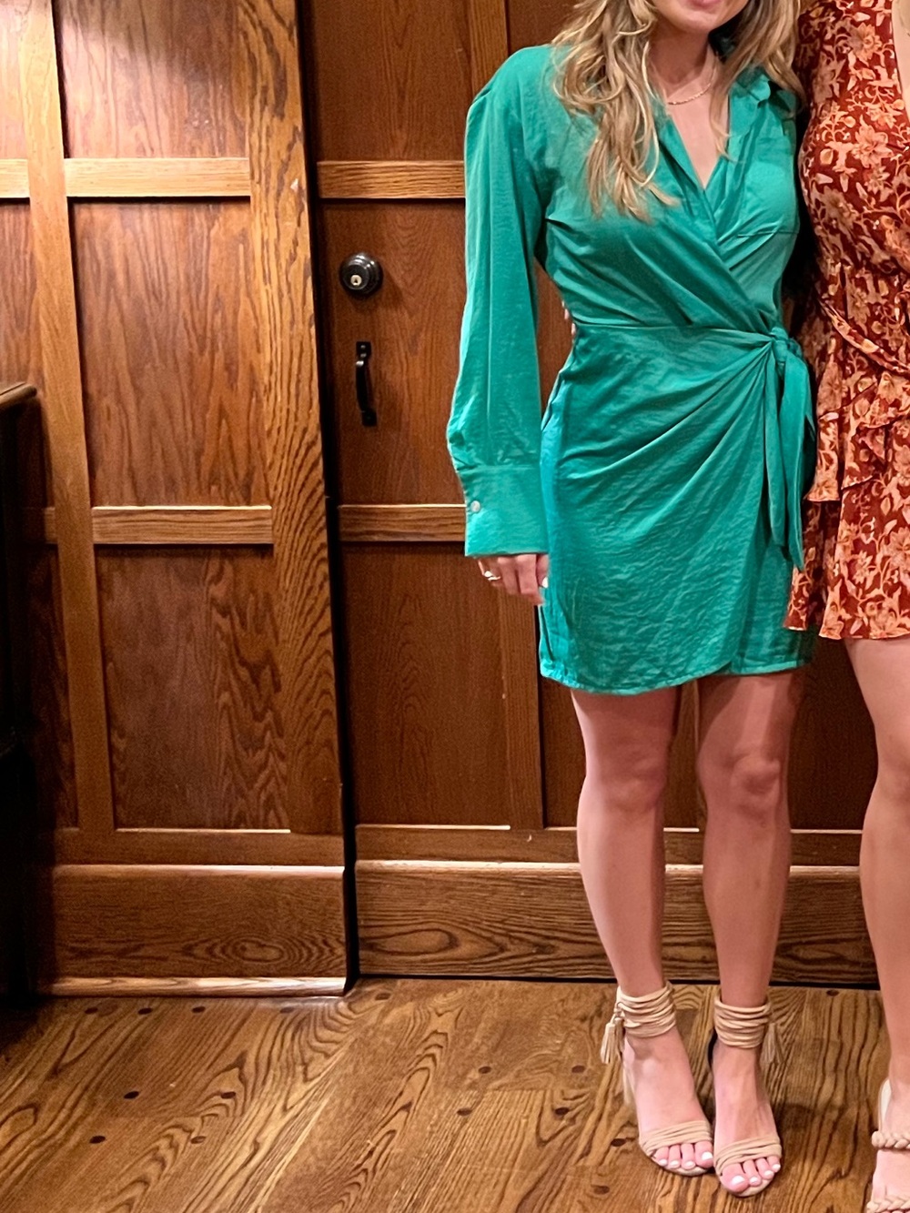 Kasia Emerald Tie-Front Long Sleeve Shirt Dress